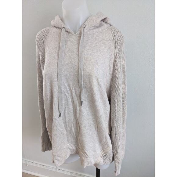 Splendid Collection Large Shea Long Sleeve Coordinating Sweater Mix Hoodie Tan - Picture 9 of 16